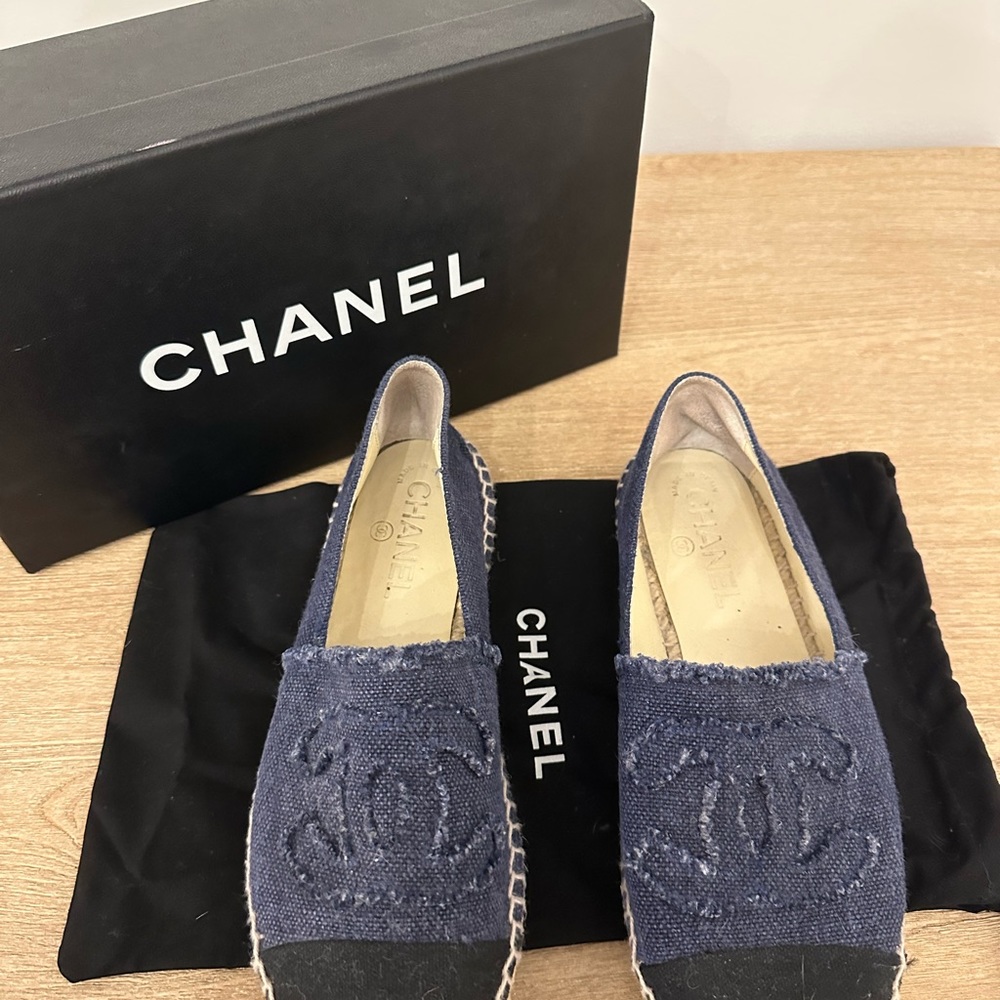 Authentic chanel espadrilles denim